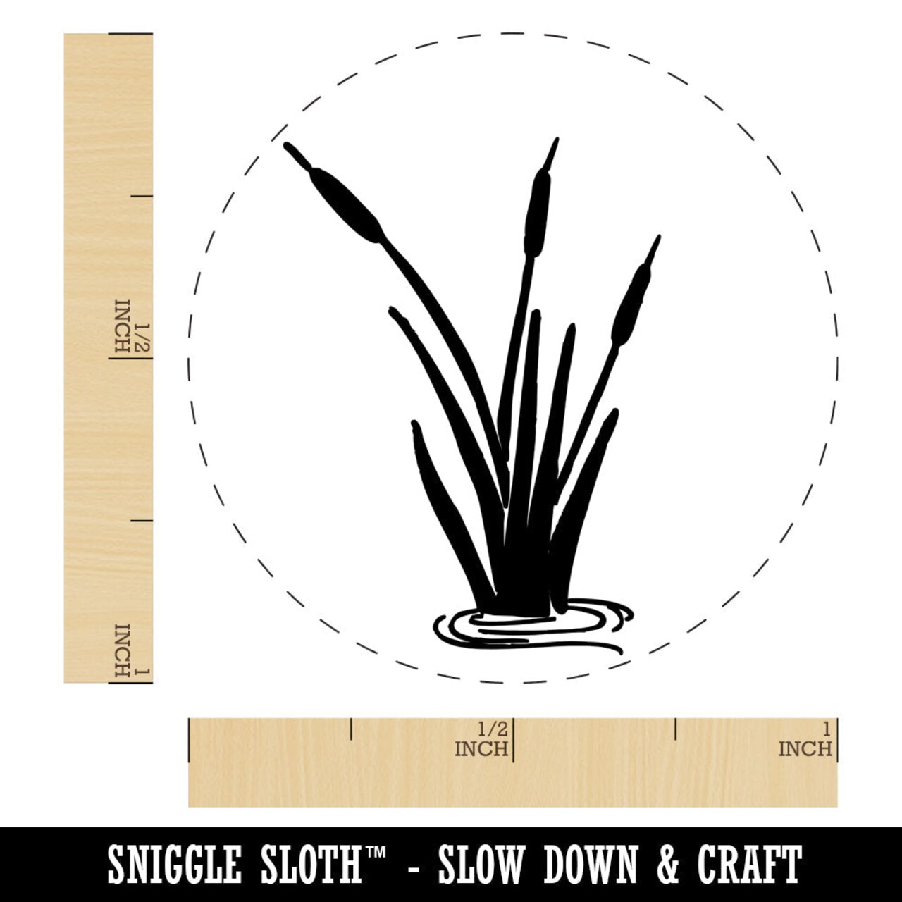 Cattails in Water Rubber Stamp for Stamping Crafting Planners